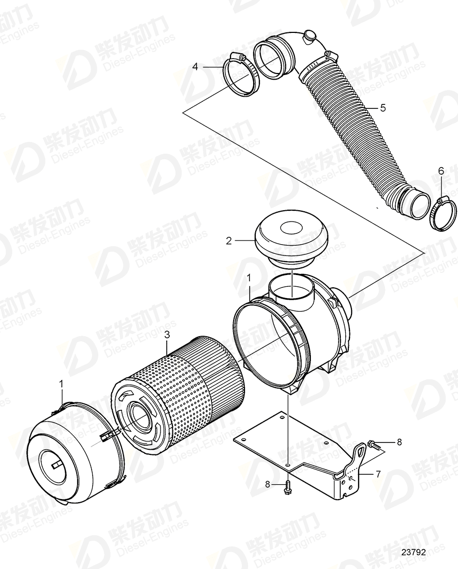 VOLVO Air filter 21010252 Drawing